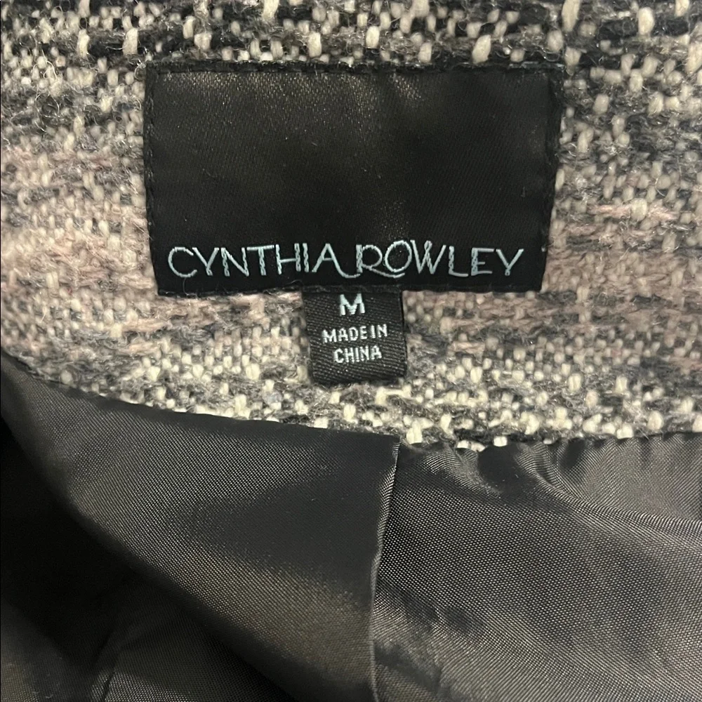 Cynthia Rowley Black/Grey/Pink Fringed Striped Blazer Sz M